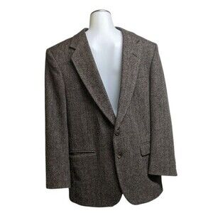 TownCraft Blazer Men 44 Shetland Wool Herringbone Two Button Jacket